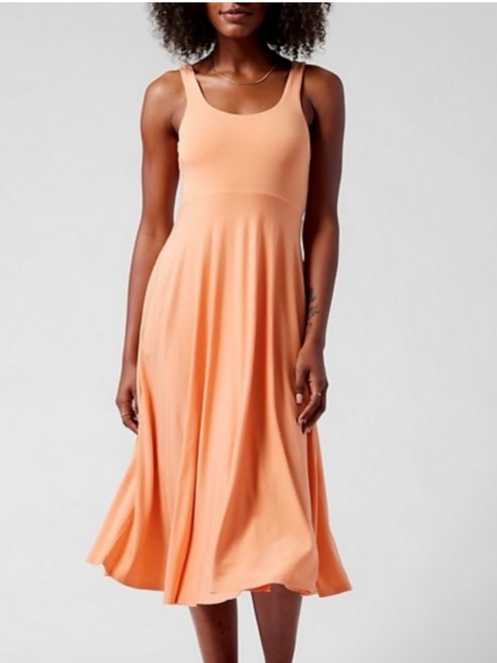 Athleta Cactus Peach Santorini Midi Dress, Size Medium